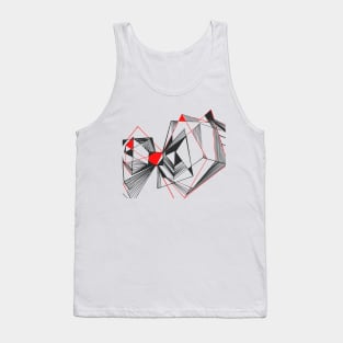 Geometric black red triangle linear Tank Top